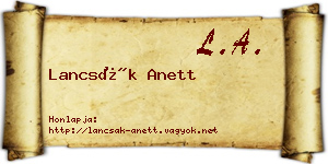 Lancsák Anett névjegykártya